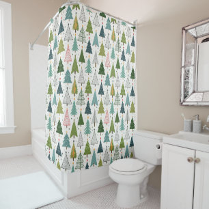Retro Trees Shower Curtain
