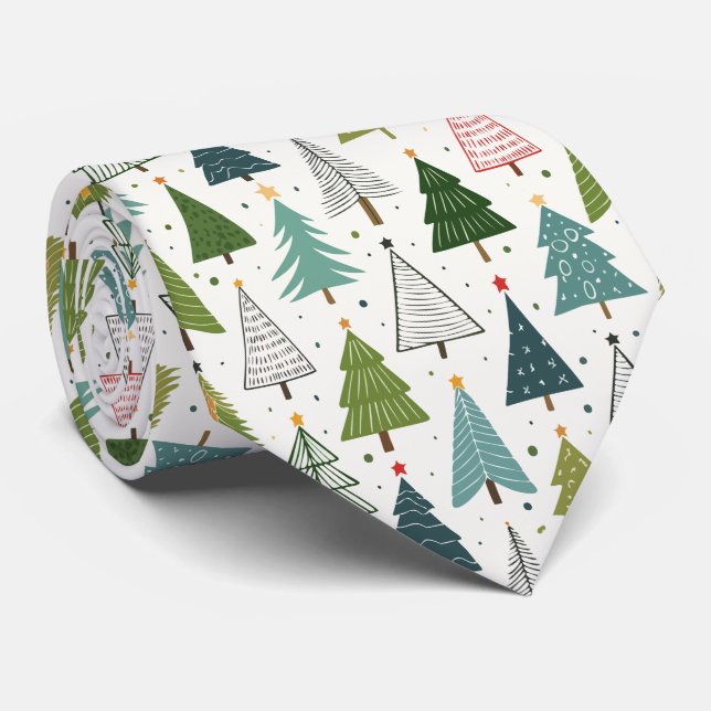 Retro Trees Tie (Rolled)