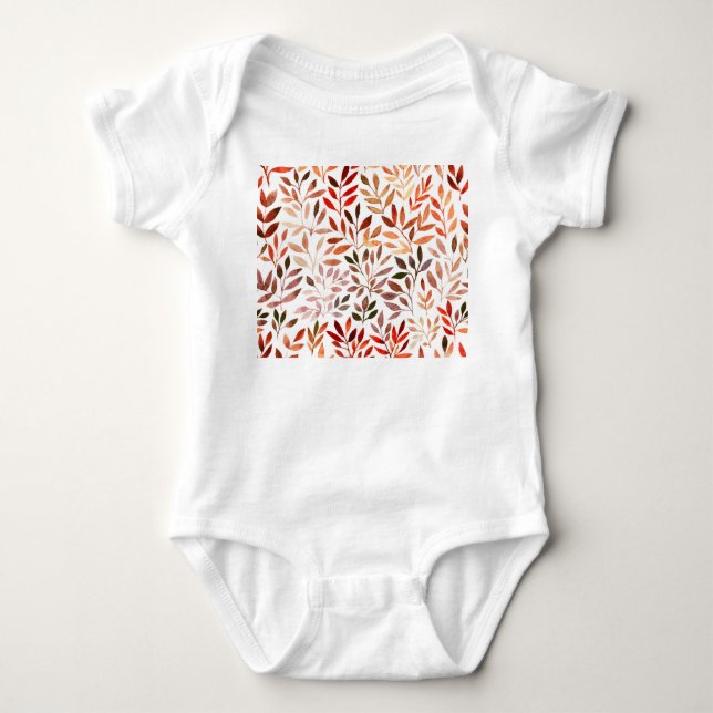Retro trees, watercolor seamless pattern. baby bodysuit (Front)