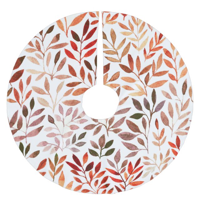 Retro trees, watercolor seamless pattern. brushed polyester tree skirt (Front)