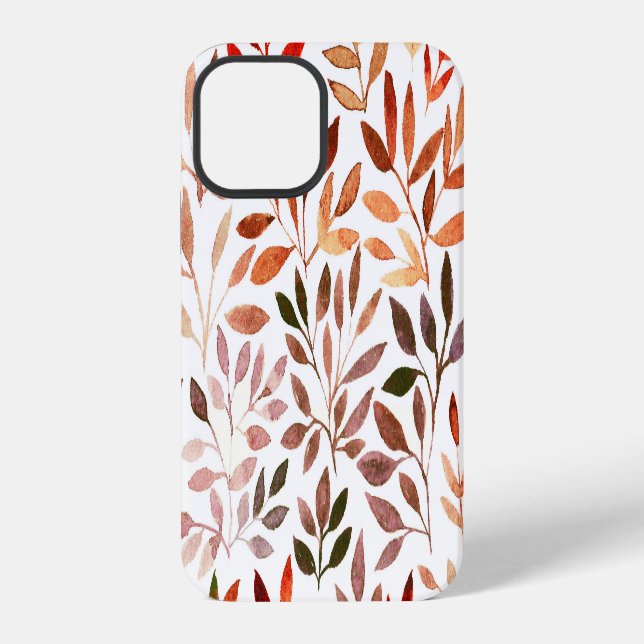 Retro trees, watercolor seamless pattern. iPhone case (Back)