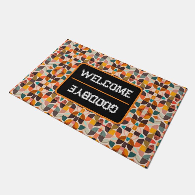 Retro Trendy Abstract Squares Collection Doormat (Angled)