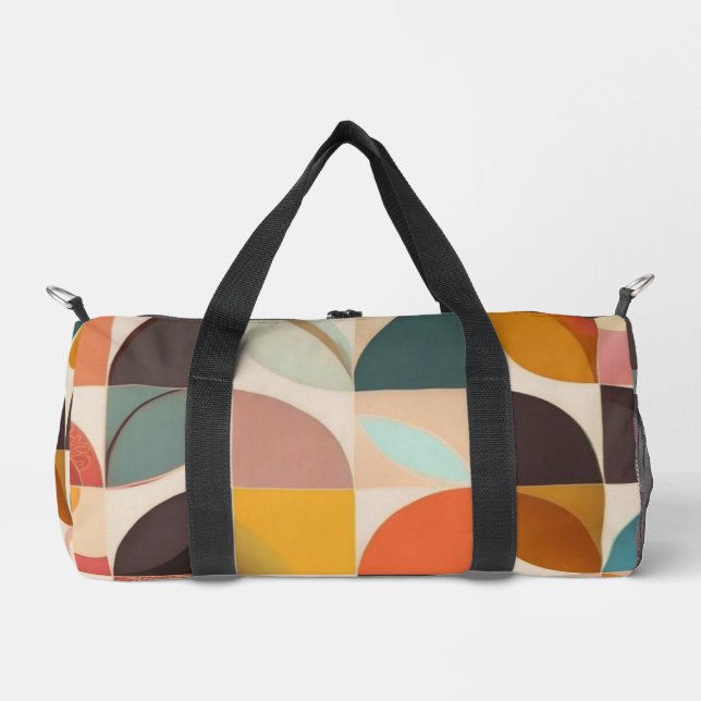Retro Trendy Abstract Squares Collection Duffle Bag (Front)