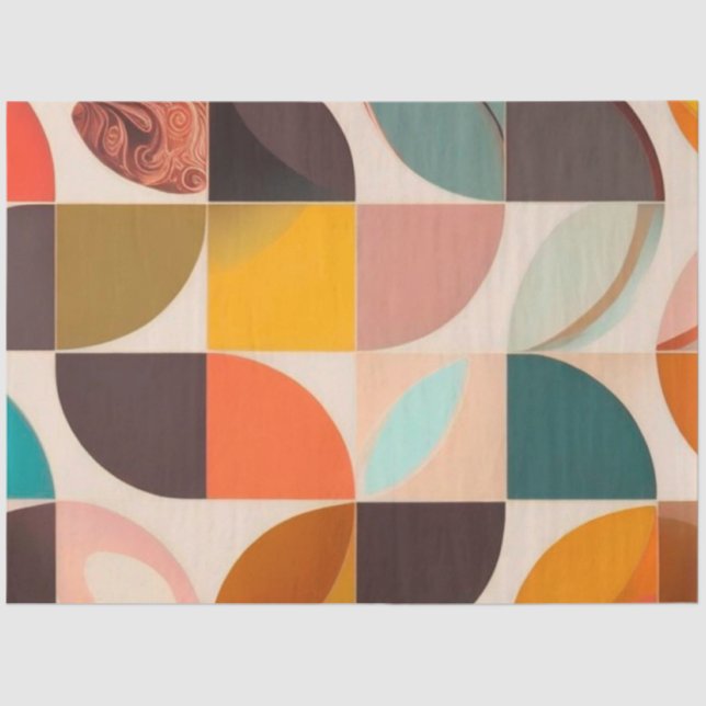 Retro Trendy Abstract Squares Collection Tissue Paper (Front)