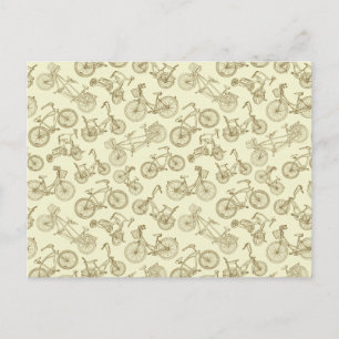 Retro Trendy Bicycle Pattern Postcard