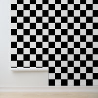 Retro Trendy Black White Chequered Square Pattern