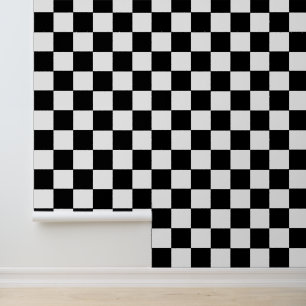 Retro Trendy Black White Chequered Square Pattern  Wallpaper