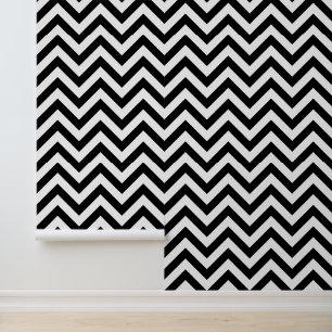 Retro Trendy Black White Chevron Pattern Wallpaper