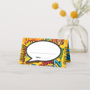 Retro Trendy Comic Book Speech Bubble Place Card