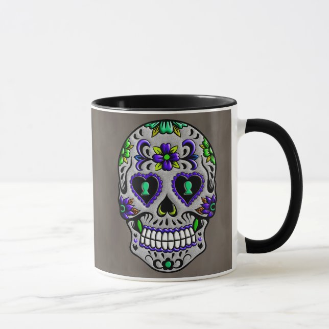 Retro Trendy Day of the Dead Sugar Skull Mug (Right)