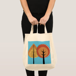 Retro Trendy Fall Trees Tote Bag