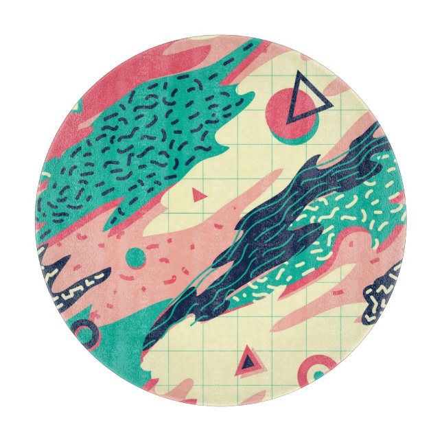 Retro Trendy Memphis Geometric Wallpaper Cutting Board (Front)