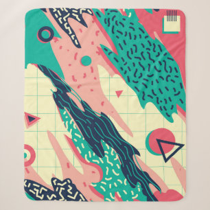 Retro Trendy Memphis Geometric Wallpaper Sherpa Blanket