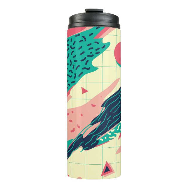 Retro Trendy Memphis Geometric Wallpaper Thermal Tumbler (Front)