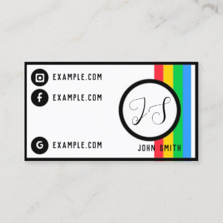 Retro Trendy Minimal Colourful Business Card