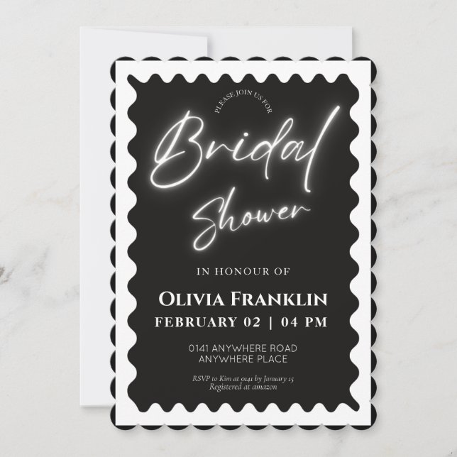 Retro trendy wavy bridal shower  invitation (Front)