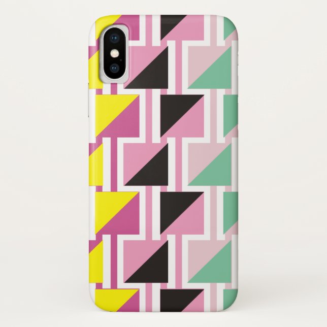Retro triange pattern and pink, mint squares Case-Mate iPhone case (Back)