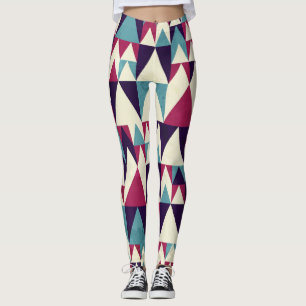 Retro Triangle Geometric Seamless Pattern Leggings