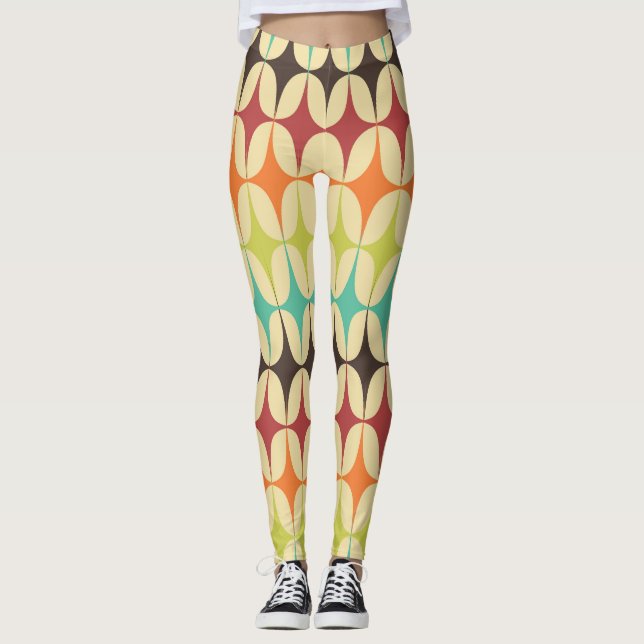 Retro Triangles: Geometric Pattern Throwback Leggings (Front)