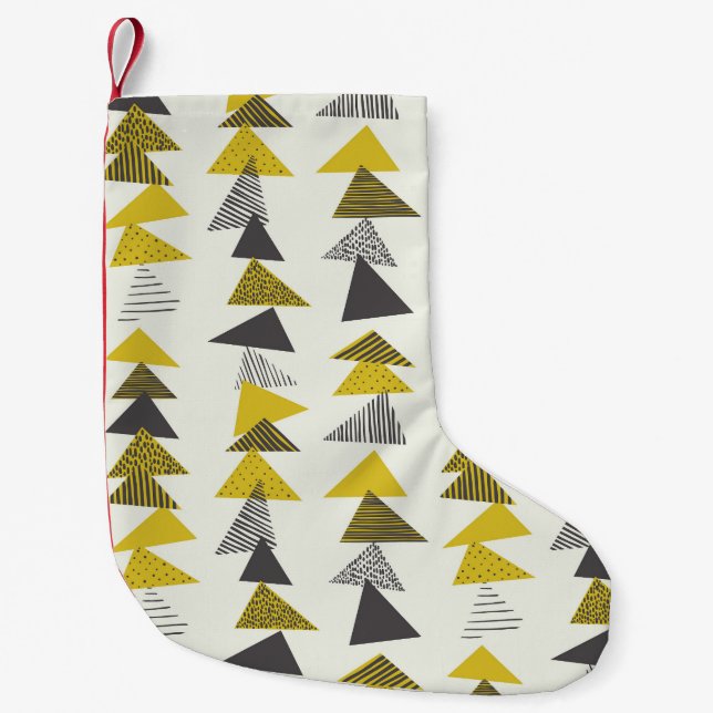 Retro Triangles: Varied Seamless Pattern. Small Christmas Stocking (Front)