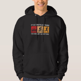 Retro Triathlon Art For Men Women Sport Triathlete Hoodie