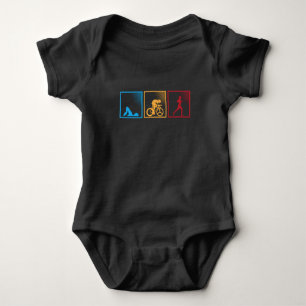 Retro Triathlon Swimming Cycling Running Athlete Baby Bodysuit