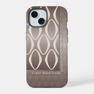 Retro Tribal in Taupe and Almond - Personalised iPhone 15 Case