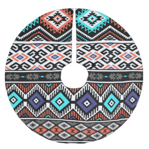 Retro Tribal Navajo: Geometric Seamless. Brushed Polyester Tree Skirt