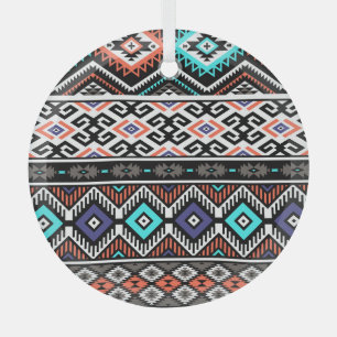 Retro Tribal Navajo: Geometric Seamless. Glass Tree Decoration