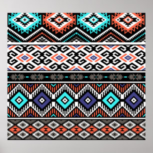 Retro Tribal Navajo: Geometric Seamless. Poster