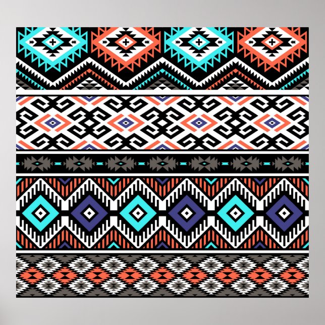 Retro Tribal Navajo: Geometric Seamless. Poster (Front)