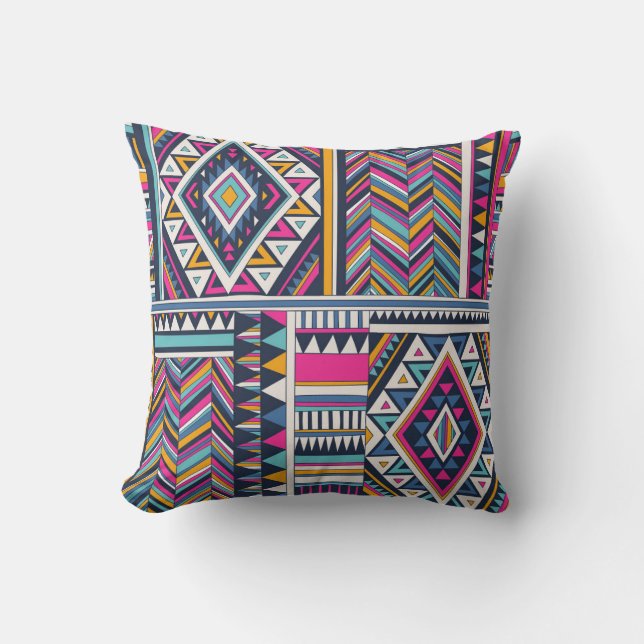 Retro tribal, vintage geometric pattern. cushion (Front)