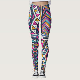 Retro tribal, vintage geometric pattern. leggings