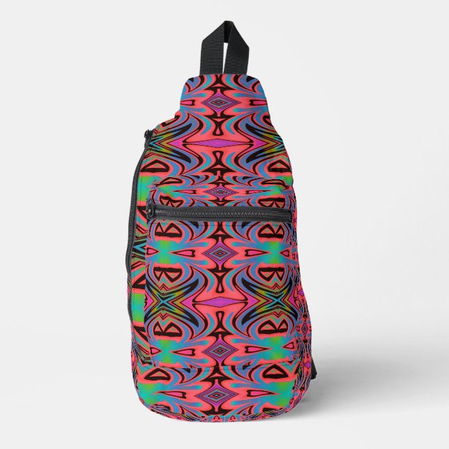 Retro Tribe Pink Rainbow Sling Bag (Front)