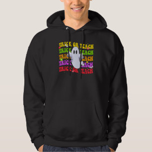 Retro Trick Or Teach Funny Teacher Halloween 2022 Hoodie
