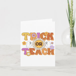 Retro Trick Or Teach Ghost Teacher Halloween Costu Card