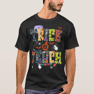 Retro Trick Or Teach Spooky Season Teacher Life Ha T-Shirt