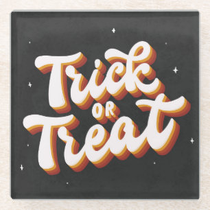Retro Trick or Treat Glass Coaster