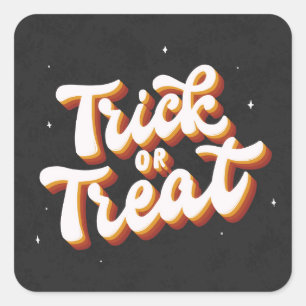Retro Trick or Treat Square Sticker