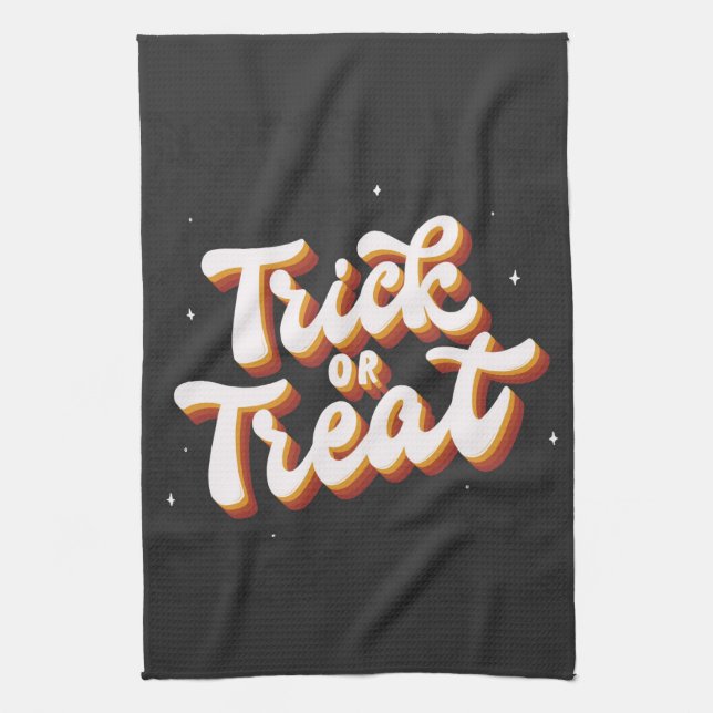 Retro Trick or Treat Tea Towel (Vertical)