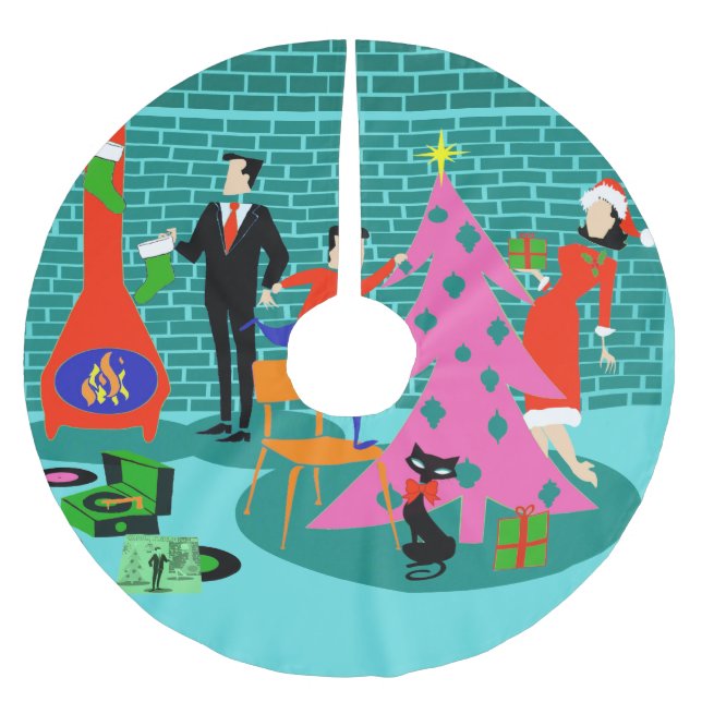 Retro Trimming the Christmas Tree Skirt (Front)