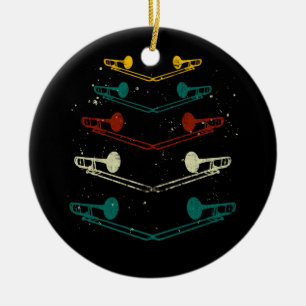 Retro Trombone Jazz Awesome Musician Ceramic Tree Decoration