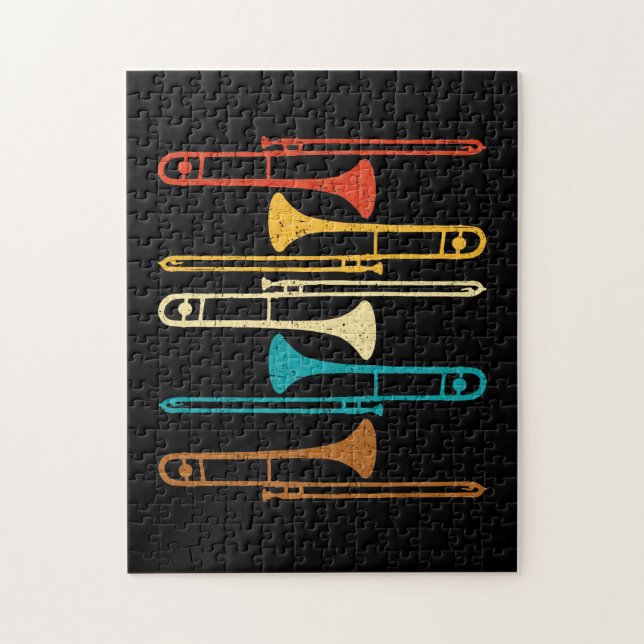 Retro Trombone - Jazz Jigsaw Puzzle (Vertical)