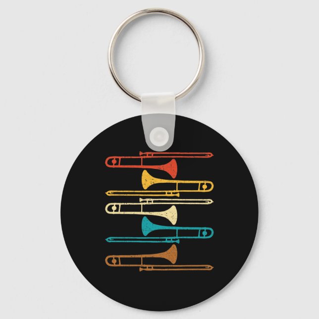 Retro Trombone - Jazz Key Ring (Front)