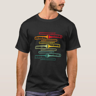 Retro Trombones Funny Jazz Gifts For Trombone Play T-Shirt