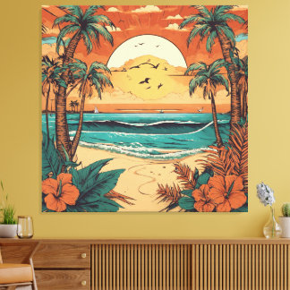 Retro Tropic Calm Canvas Print
