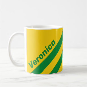 Retro Tropical Banana Three Stripes with Name Coffee Mug