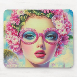 Retro Tropical Beauty Mouse Mat