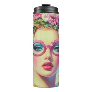 Retro Tropical Beauty Thermal Tumbler
