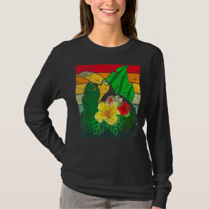 Retro Tropical Bird Animal Exotic Leaves Floral To T-Shirt